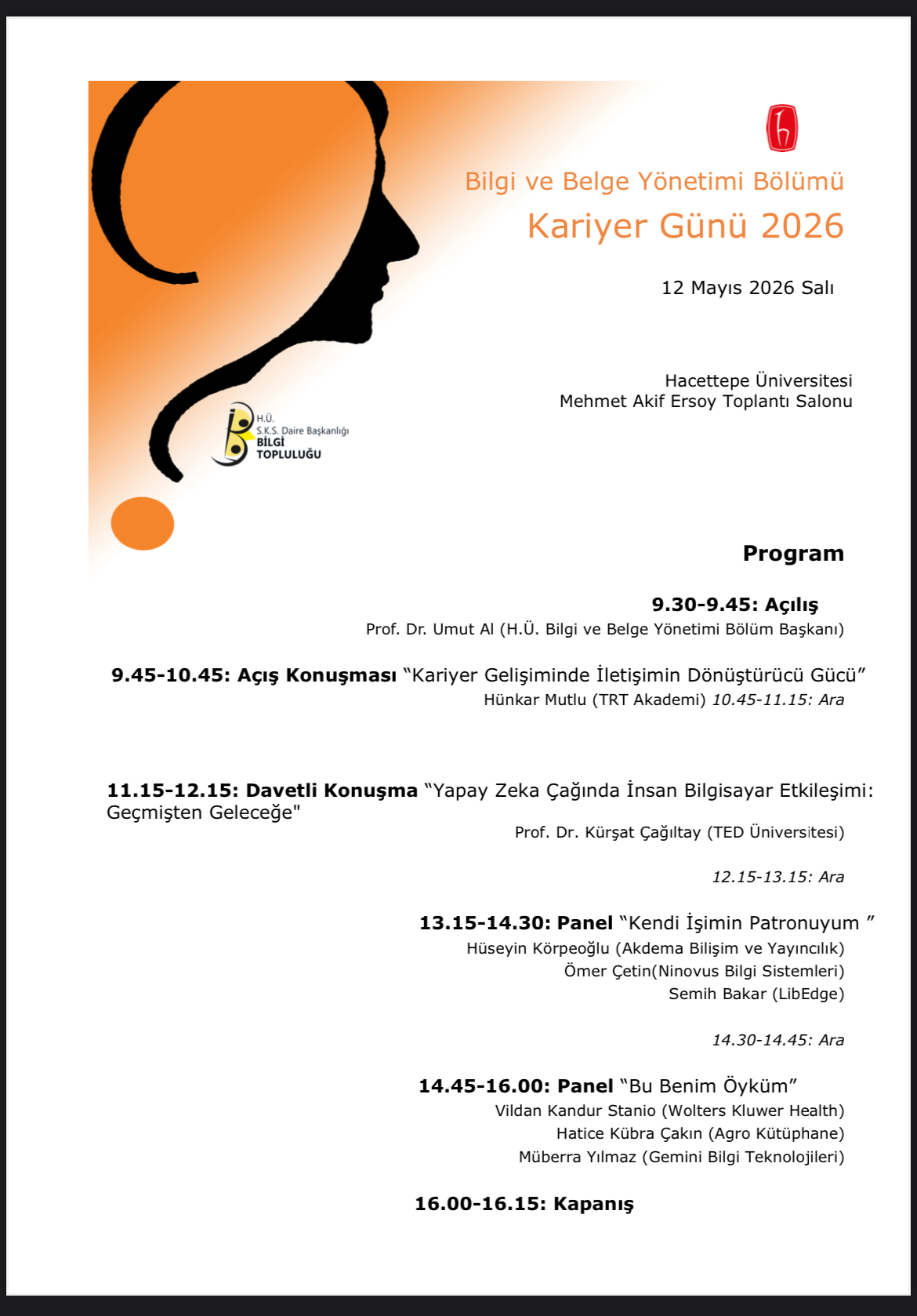 Bilgi ve Belge Yönetimi Bölümü Kariyer Günü 2026
